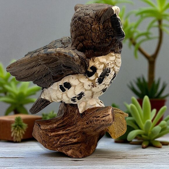 Homco Porcelain Barn owl Figurines 5" Set of 2 1995 #1114 Vintage - Picture 4 of 10